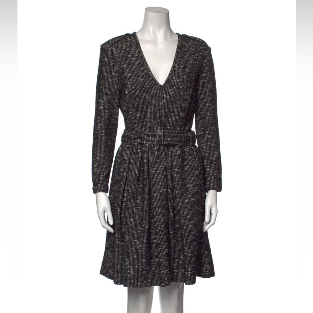 Burberry Brit Belted Tweed Mini Dress with Epaulets